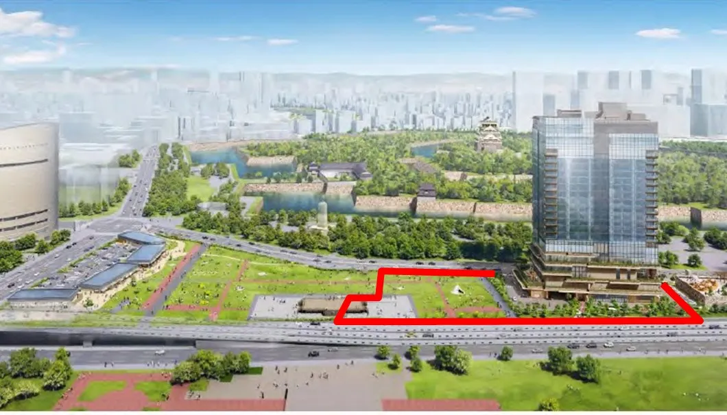 Bird's-eye view (red frame: certified area)