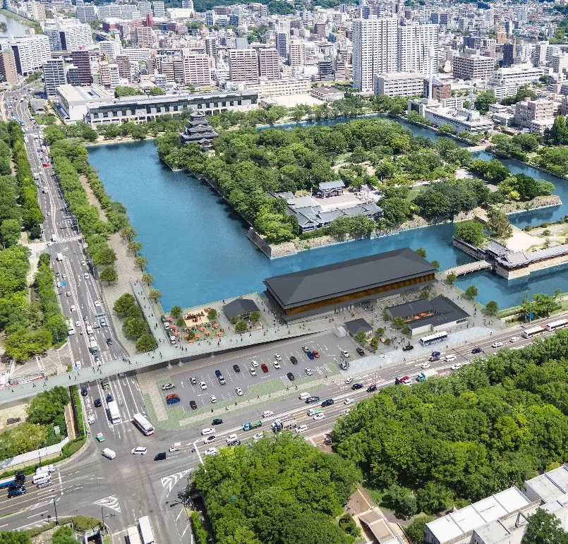 Rendering of the completed Sannomaru area of Hiroshima Castle