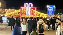 The event square is bustling with visitors