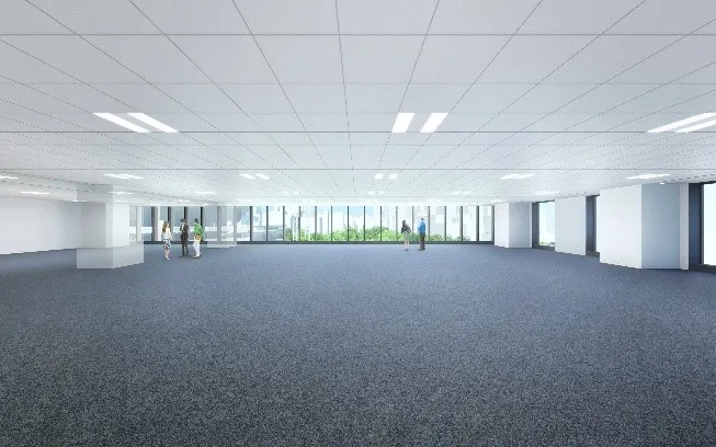 Image of a standard floor plan for rental office space.