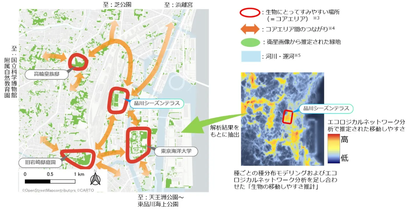 【図2】「エコロジカルネットワーク」の形成状況および「生物の移動しやすさ推計」