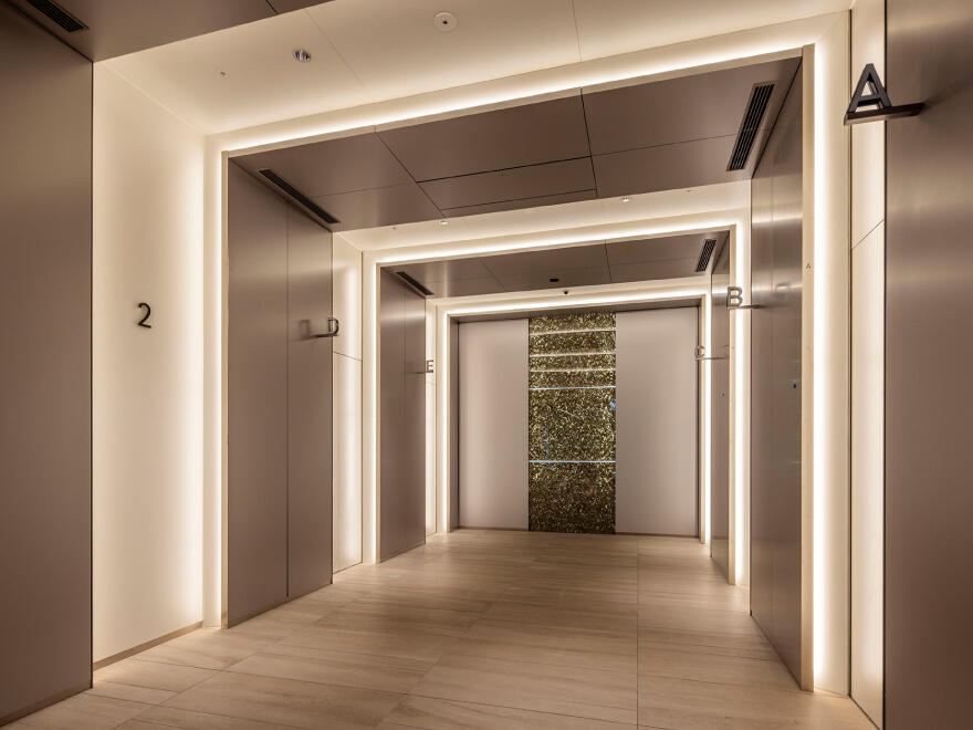 Image of a smart elevator linked to an authentication system (a first in Sapporo*)